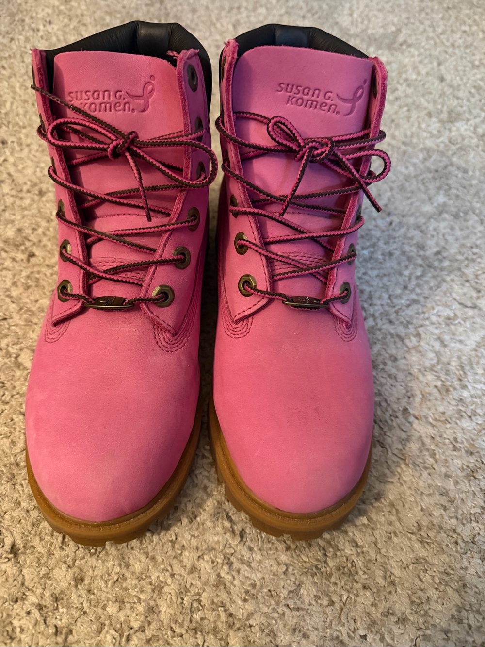 Timberland Pink Lace-Up Women's Work Boots with Tan Sole